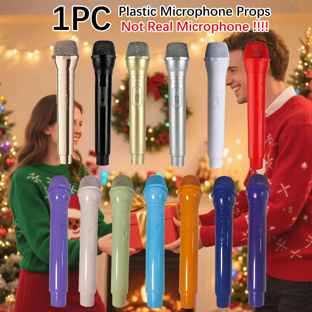 Simulation Microphone Prop,Plastic Realistic Pretend Microphone Prop,Fun Stage Mic Prop for Christmas,Cosplay,Speech,Music Party Quake
