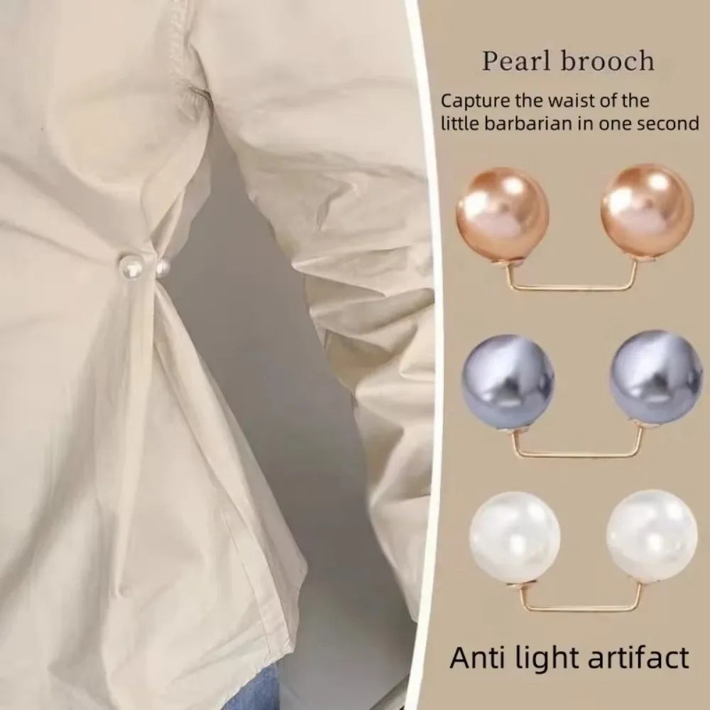 3/6/8PCS Double Head Pin Pearl Brooch Adjustable Collar Clip Non-Slip Safety Pins DIY Sewing Multi-Purpose Brooches Quake