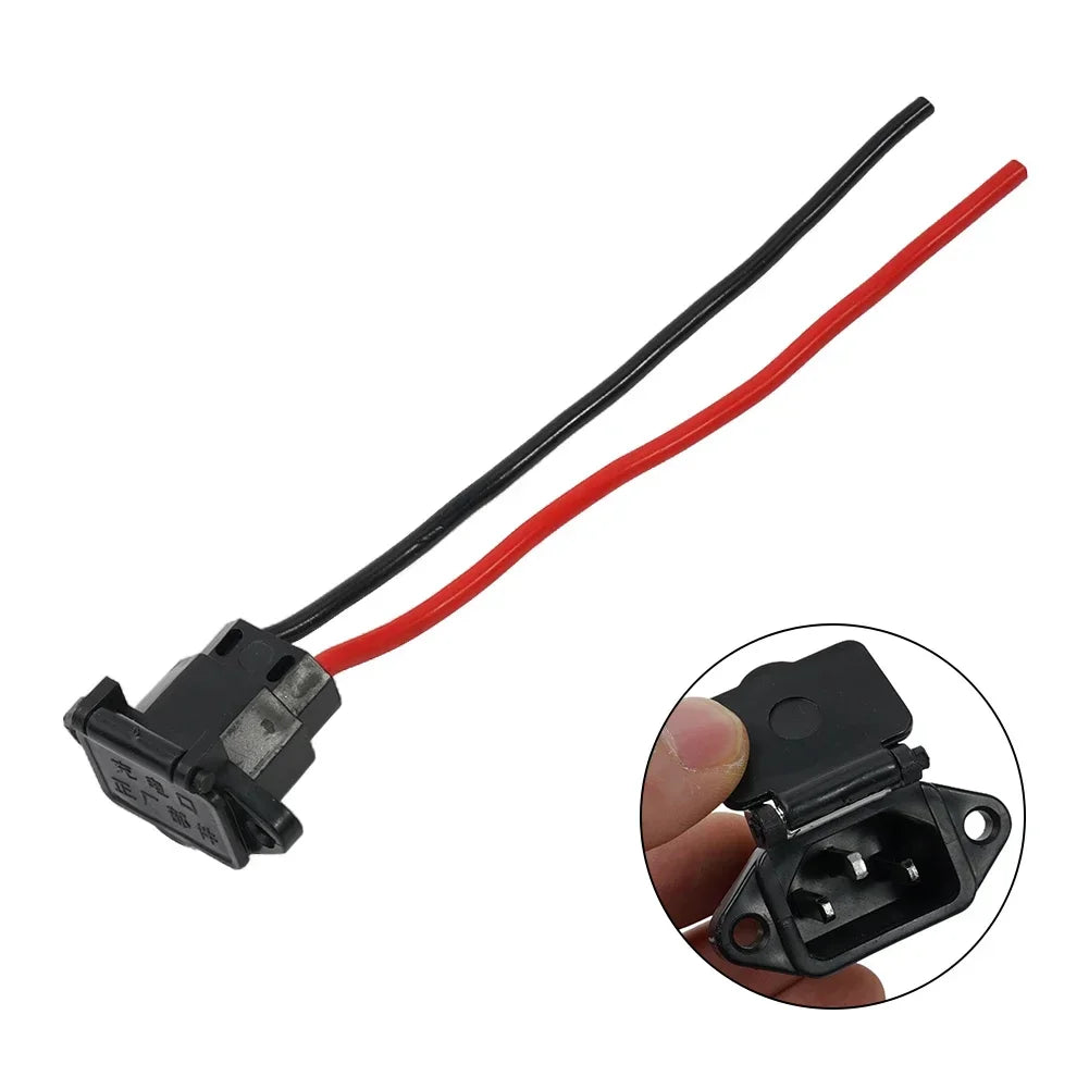 1x E-bike Plug Socket Charger Electric Scooter Vehicle Charging Socket E-bike Car Plug Cable Wire Connector Three Hole Socket Quake