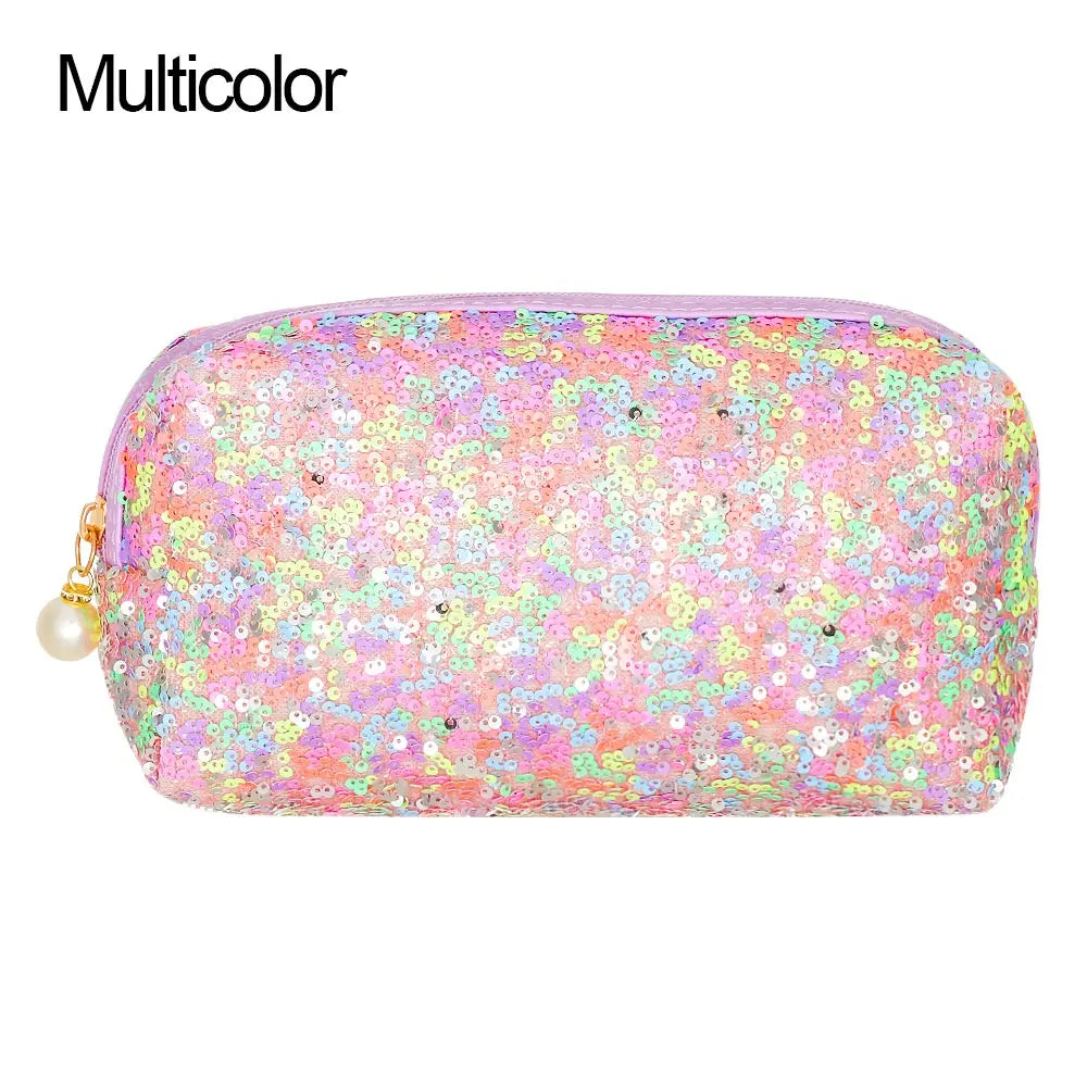 Fashion Glitter Mermaid Sequin Makeup Bag High-capacity Reversible Double Color Cosmetic Bag Lazy Makeup Zipper Pouch Handbags Quake Multicolor
