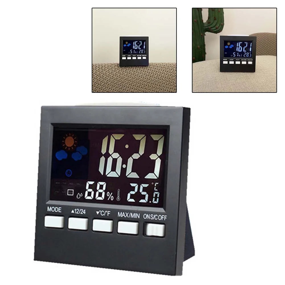 Electronic Alarm Clock with Backlit Thermometer and Hygrometer Voice Controlled Accurate Time and Temperature Reading Quake