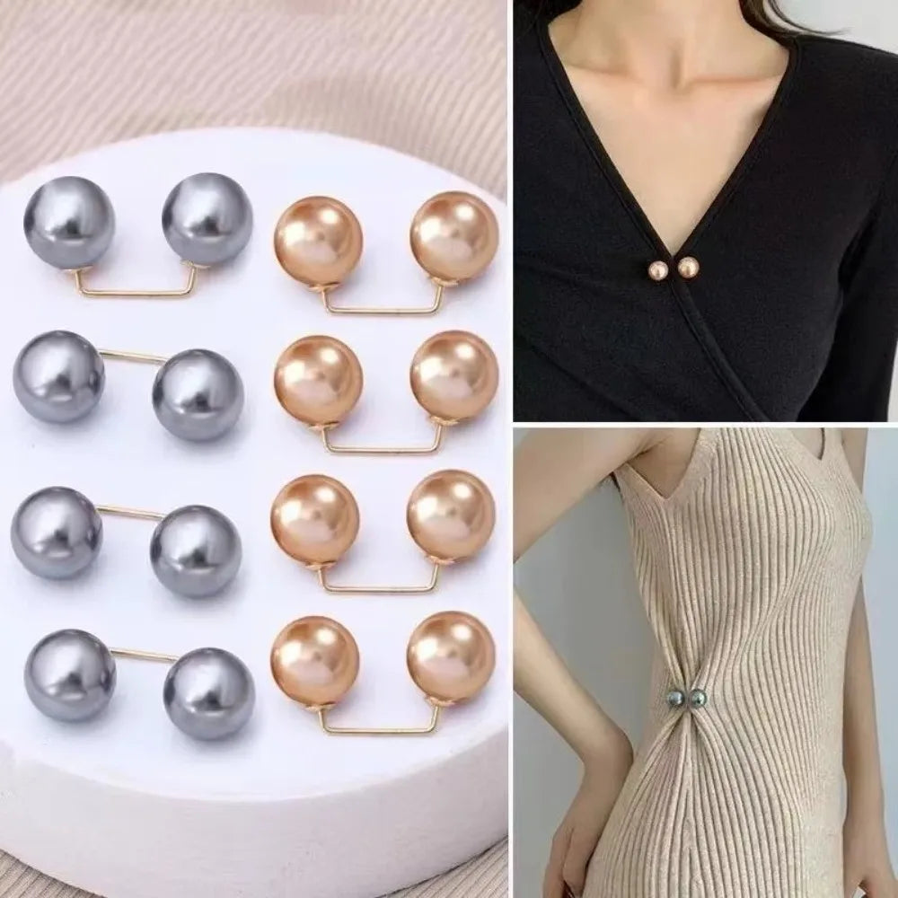 3/6/8PCS Double Head Pin Pearl Brooch Adjustable Collar Clip Non-Slip Safety Pins DIY Sewing Multi-Purpose Brooches Quake