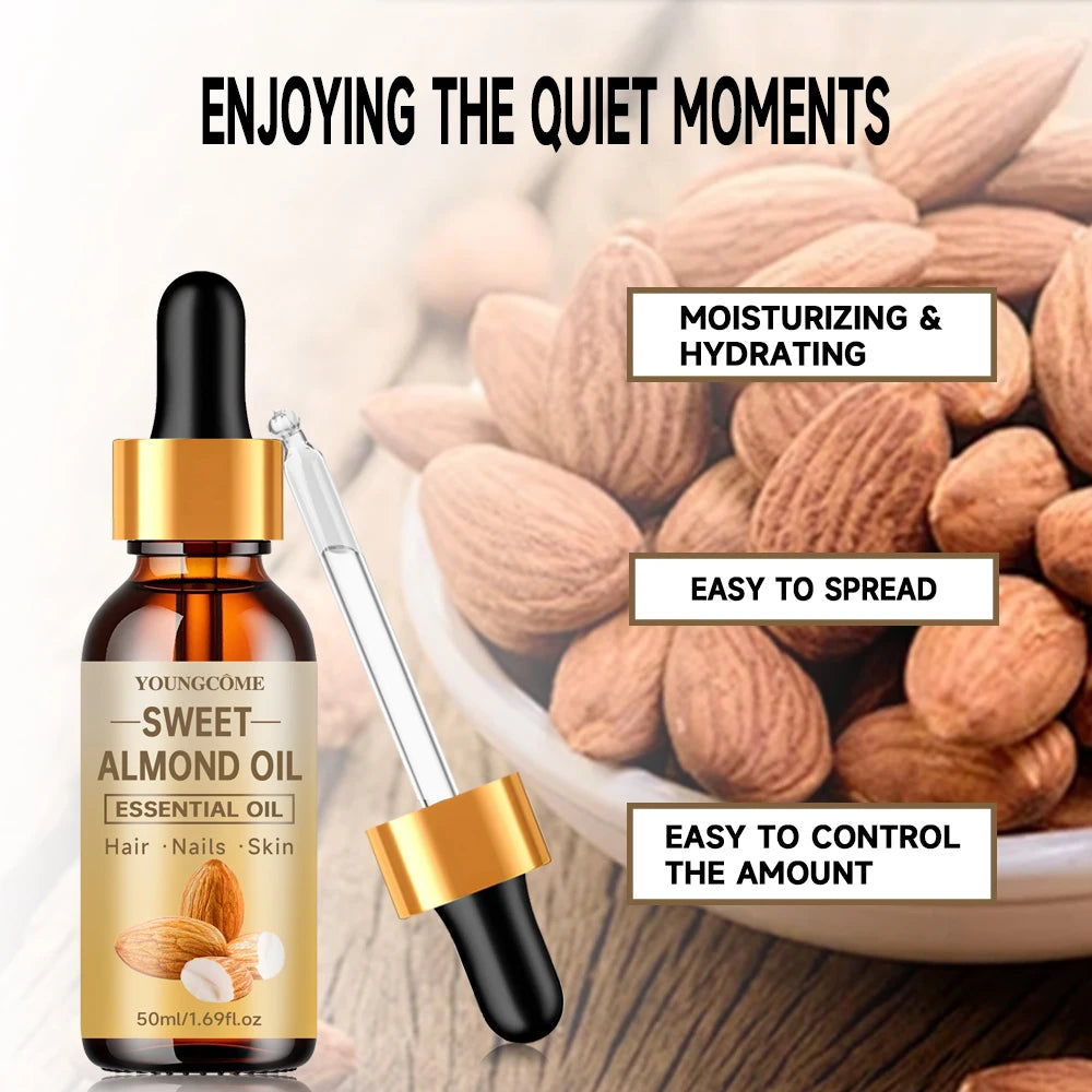 Pure natural sweet almond oil essential oil, hair moisturizer, suitable for hair, face and body,suitable for all hair types Quake