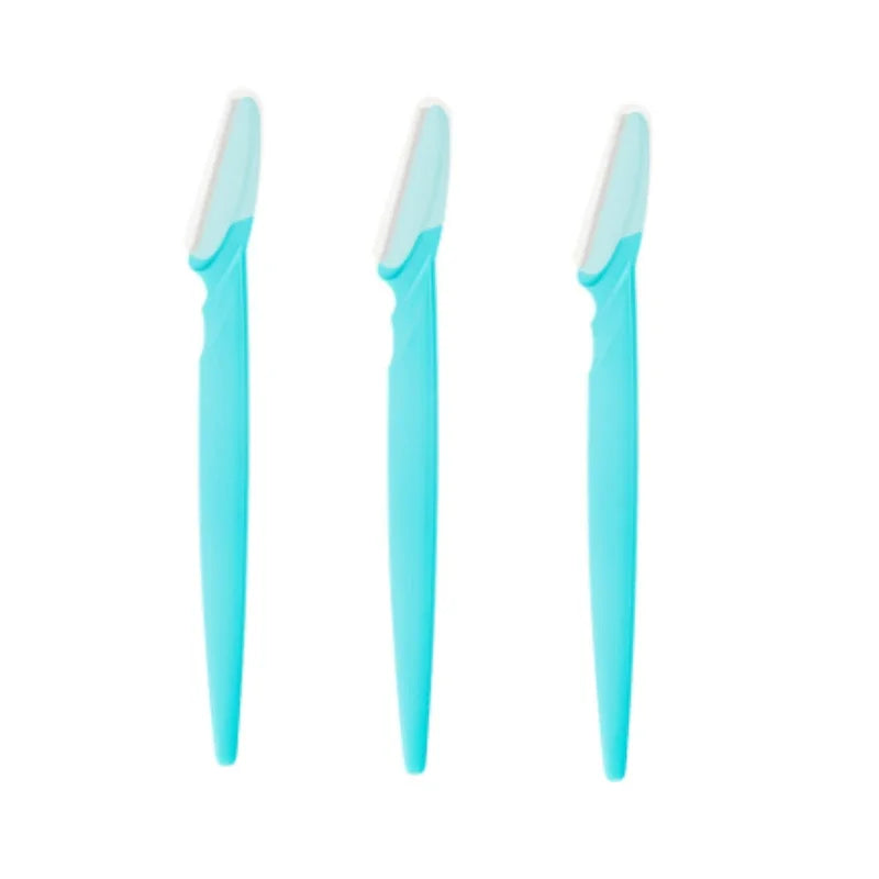 Travel Portable Eyebrow Trimmer Face Razor Face Hair Remover Tools Eyebrow Razor Instruments Cosmetic Beauty Pro Make Up Tools Quake 3Pcs blue