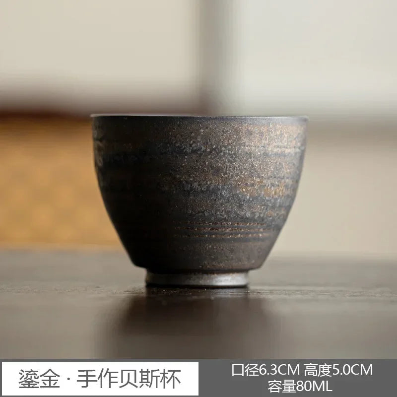 Master's Cup Japanese Retro Rough Pottery Kung Fu Tea Set Personal Ceramic Water Cup Quake Mug-80ML 51-100ml