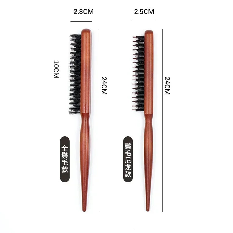 Wooden Handle Hairdressing Hair Comb Hair Fluffy Three Rows Boar Bristle Combs Back Teasing Brush Salon Supply Styling Tools New Quake