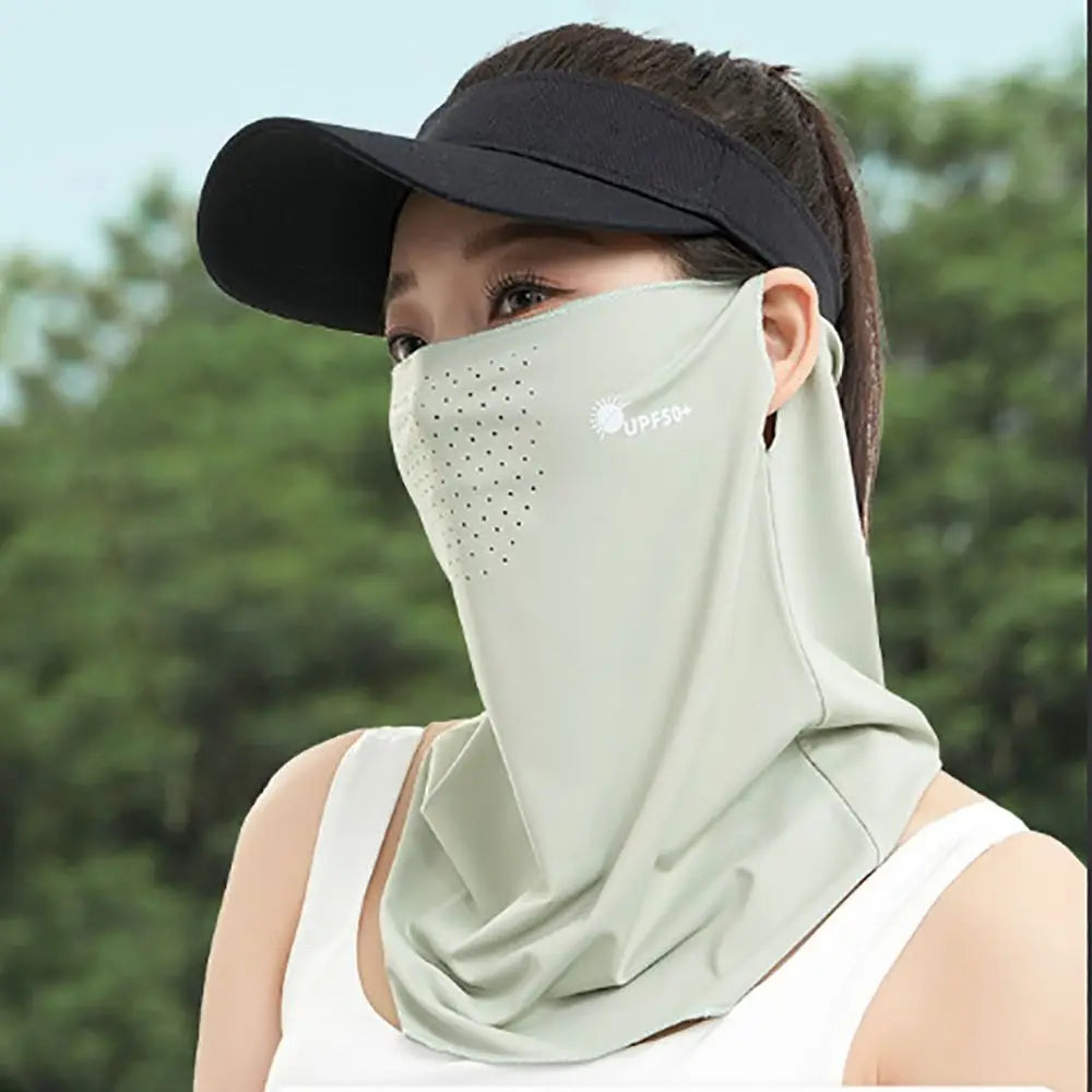 High-quality UV Protection Sunscreen Face Veil Breathable Sunshade Ice Silk Face Mask Ear Hanging Summer Face Cover Quake