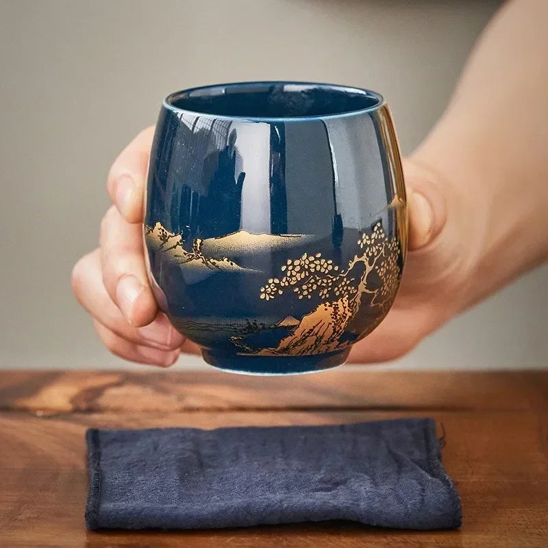 Ceramic Teacup Jilan Japanese-style Simple Master Cup Large Black Glaze Household Kung Fu Tea Set Single Cup Tea Cup Quake