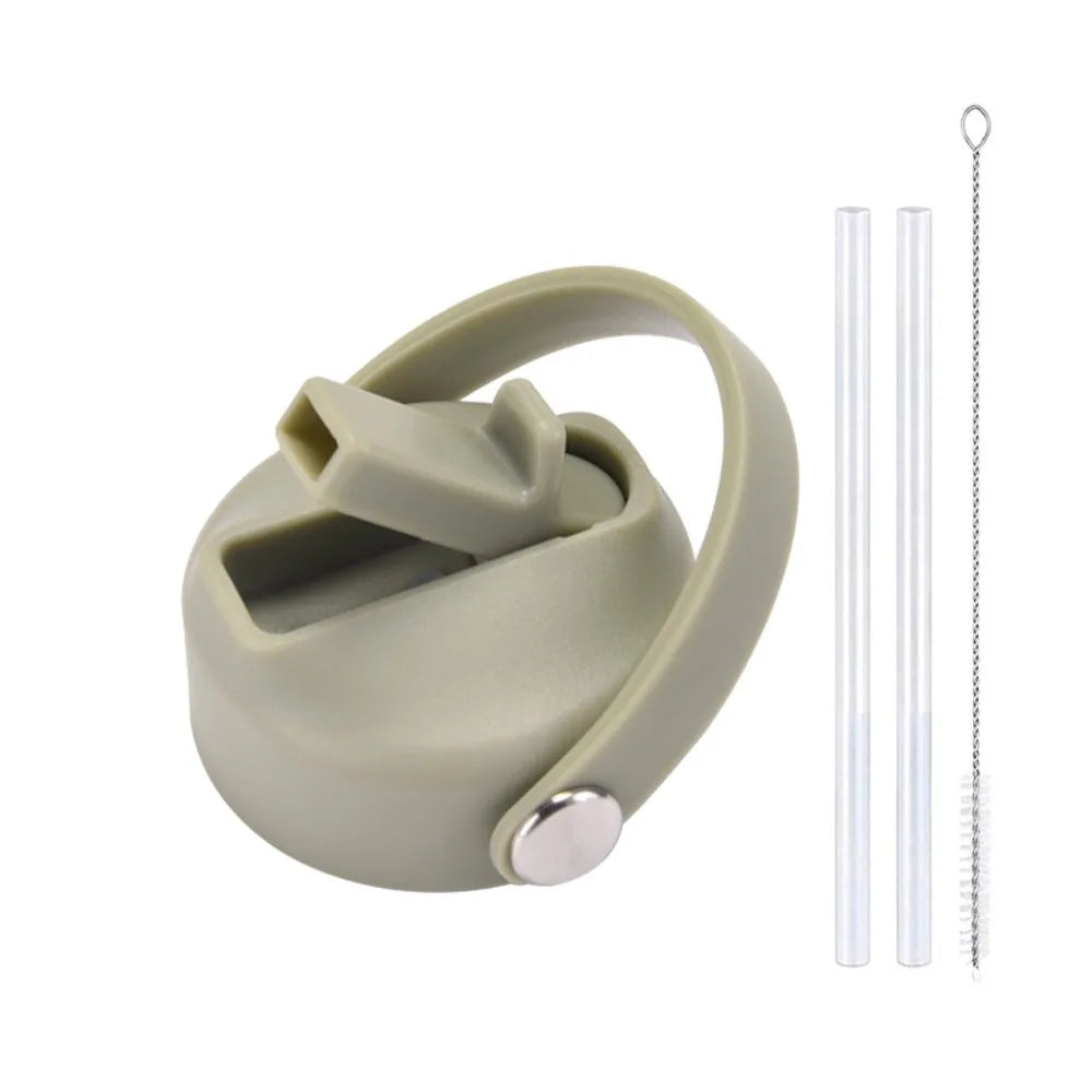 PP Plastic Cup Lid Splash Spill Proof With Big Handle Vacuum Bottle Replacement Lid Wide Mouth Bottle Cover Quake 5