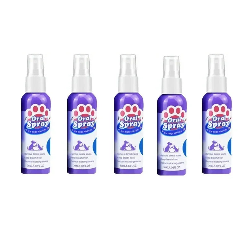Pet Teeth Cleaning Spray Oral Care Remove Tooth Stains Keep Fresh Breath for Cats and Dogs Whitening Remove bad breath Quake 5 Pcs
