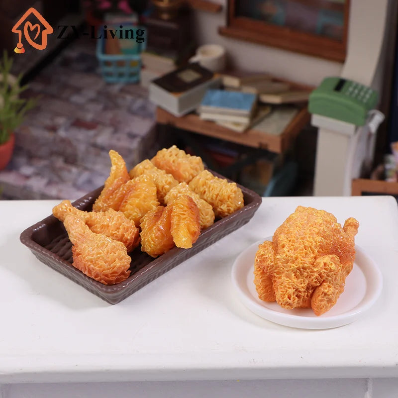 1Set Mini Simulation Fried Chicken Miniatures Food Doll House Decor DIY Supplies Model Food Ornament Toy Dollhouse Accessories Quake