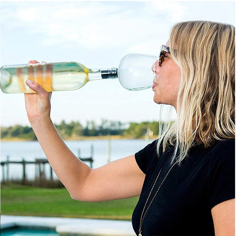 YWDL 270/500ml Wine Bottle Glass Topper Drink Directly From The Bottle Clear Shot Glass Cup Wine Decanter With Silicone Seal Quake