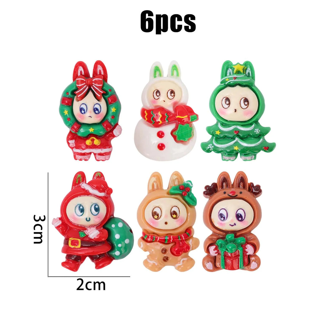 Christmas Resin Doll Cartoon Resin Charms DIY Necklace Bracelet Earrings Keychain Pendant Accessories Festive Gift Decoration Quake Mixed Style 3Set (18PCS)