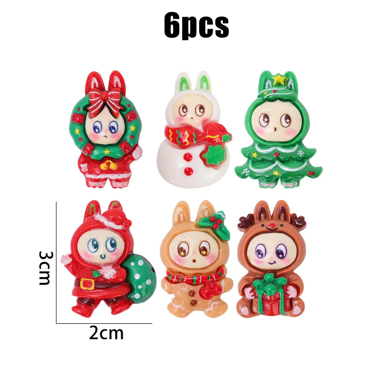 Christmas Resin Doll Cartoon Resin Charms DIY Necklace Bracelet Earrings Keychain Pendant Accessories Festive Gift Decoration Quake Mixed Style 3Set (18PCS)