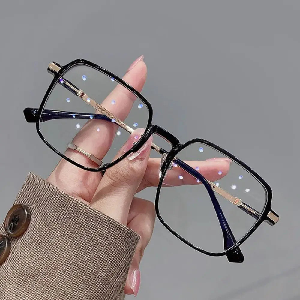 Trendy Office Anti Blue Light Glasses for Women Men Fashion Square Clear Frame Optical Eyewear Eye Protection Computer Goggles Quake Black