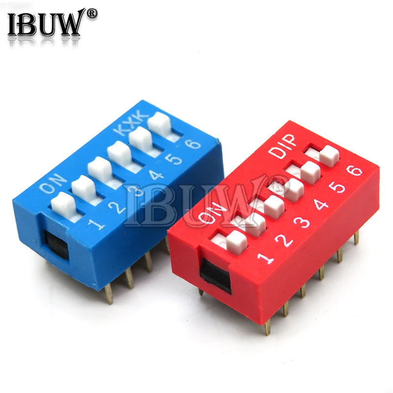 10PCS Slide Type Switch Module 1 ~ 12 Bit 2.54mm Position Way DIP Blue Pitch Toggle Switch Blue Snap Switch For PCB 8PIN 6PIN Quake