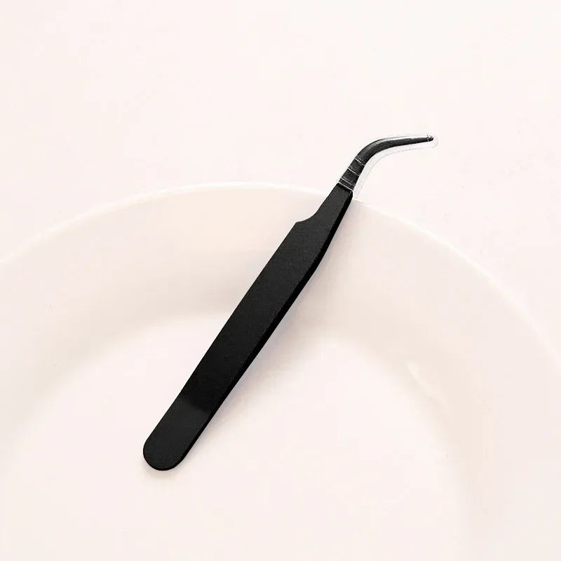 Macaroon Nail Art Decor Eyelashes Tweezers Tweezer Scrapbook Sticker Tapes Picking Stainless Clips DIY False Eyelashes Tools Quake Black W