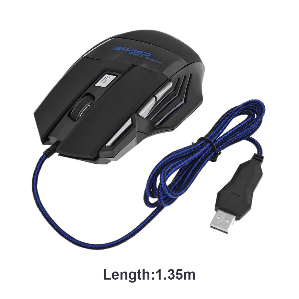Wired Gaming Mouse 7 Button Backlit 5500 DPI Adjustable Optical PC Gamer Mice Quake