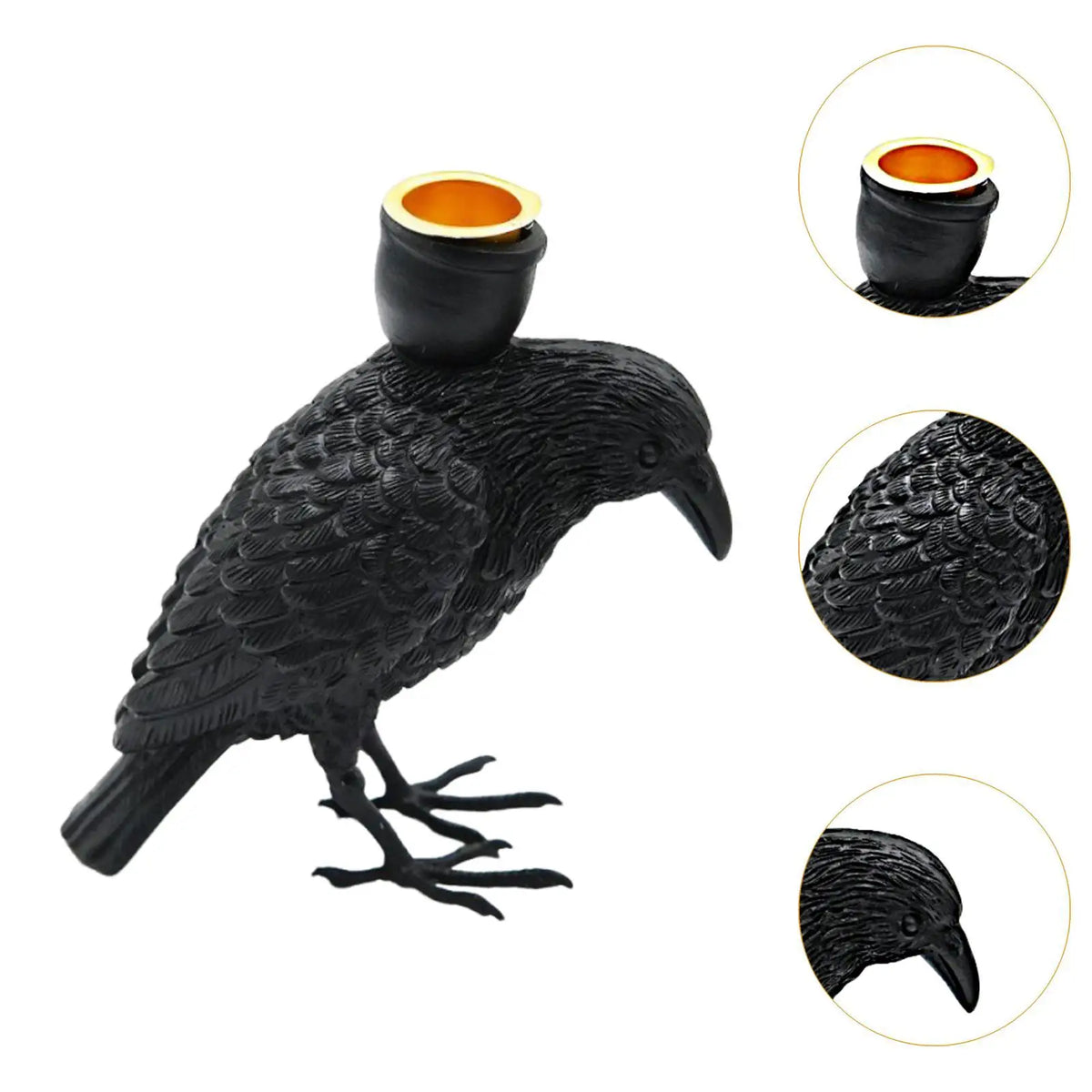 Halloween Crow Candle Holder Versatile Decorative,Resin Statue for Living Room Tabletop Parties Birthday Table Centerpiece Quake