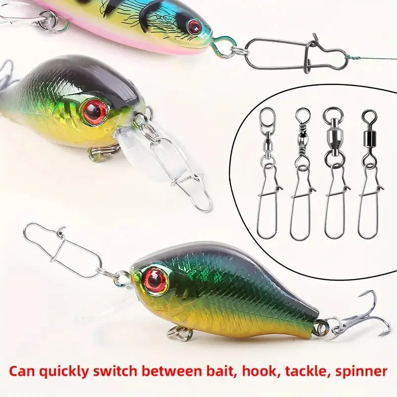 250pcs/box Stainless Steel Reinforced Pins Bagged Minnow Popper Lure Quick Connectors Fishing Accessories Suitable for Outdoor Quake