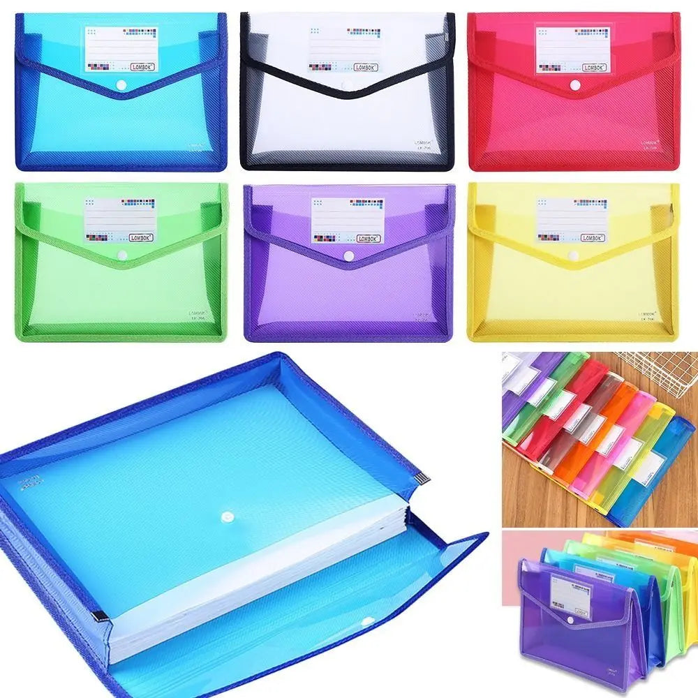 A5 Plastic File Folders Large Capacity Office Document Bag Pouch Envelope Folder Quake