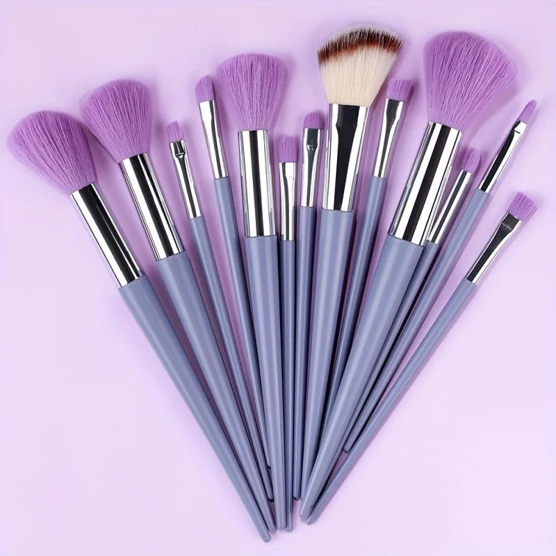 Makeup Brushes Set 13Pcs Premium Synthetic Brush Foundation Powder Blending Concealer Eyeshadow Blush Cosmetics Brushes Travel Quake VIOLET