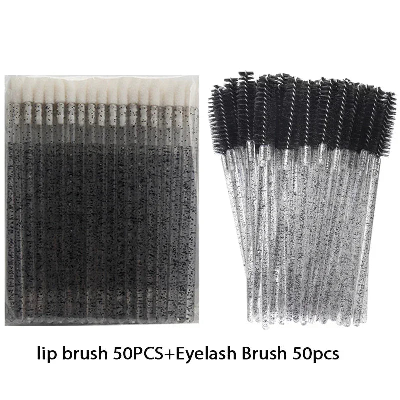 vvocci 100PCS Disposable Eyelash Extension Applicator Wands & Mascara Brushes - Wholesale Makeup Tools for Eyelashes & Eyebrows Quake M493 100pcs black Plastic