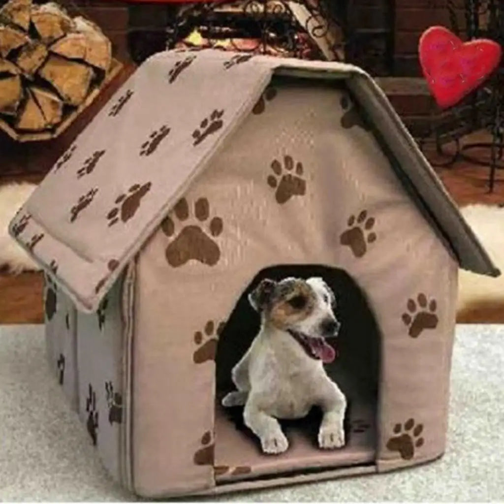 Portable Pet Tent Soft Dog House Folding Cat Nest Padded Warm Cloth Kennel Bed for Small Pets Quake