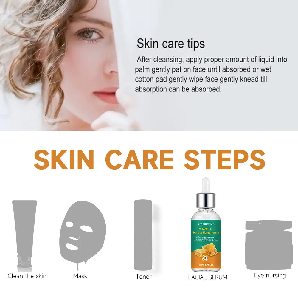 Vitamin E Manuka Honey Essence Moisturizing Face Serum Korean Skincare Products Antiwrinkle Facial Serum40ml/60ml 2025 NEW Quake