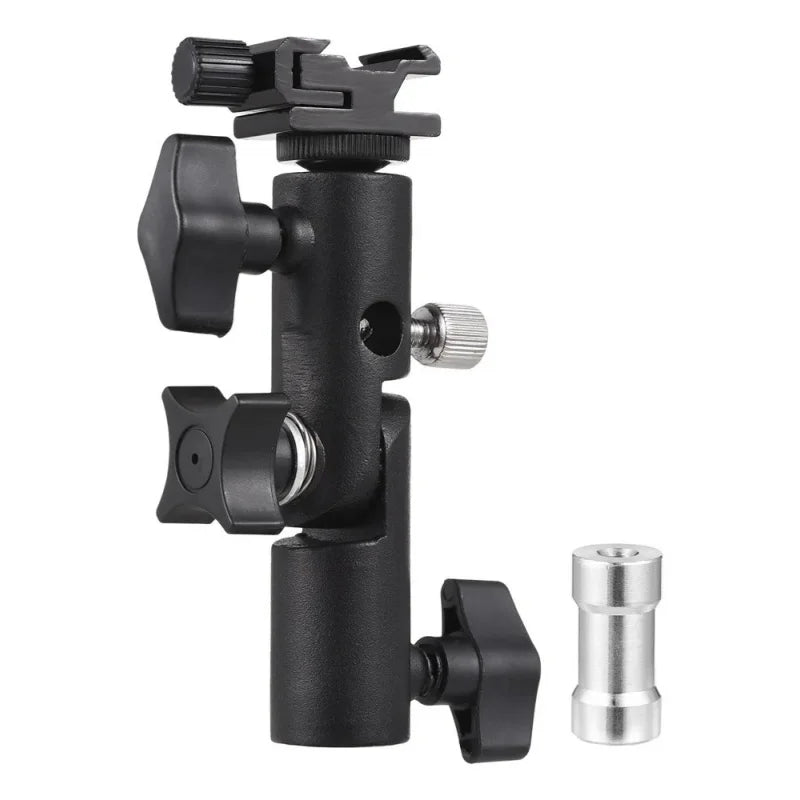 Swivel Metal Mount Flash Hot Shoe Umbrella Holder Mount Bracket for Studio Light Type E Stand,Soft Umbrella Reflective Umbrella Quake black
