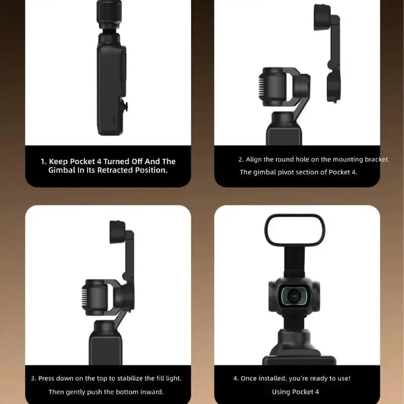 Mini Camera Fill Light with Folding Hinged Arm and Mount, Adjustable Warm Neutral Cool Tones for Front Recording, Desktop Video Quake