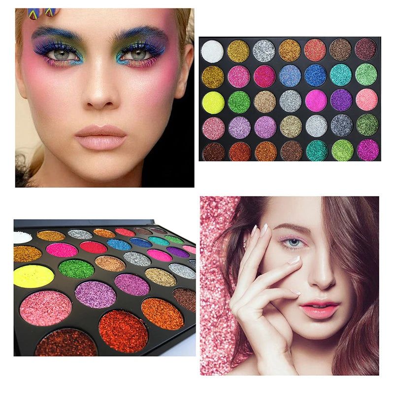 35 Color Glitter Metallic Eyeshadow Palette Shimmer Diamond Sequins Body Face Art Makeup Waterproof Maquillajes Para Mujer Quake