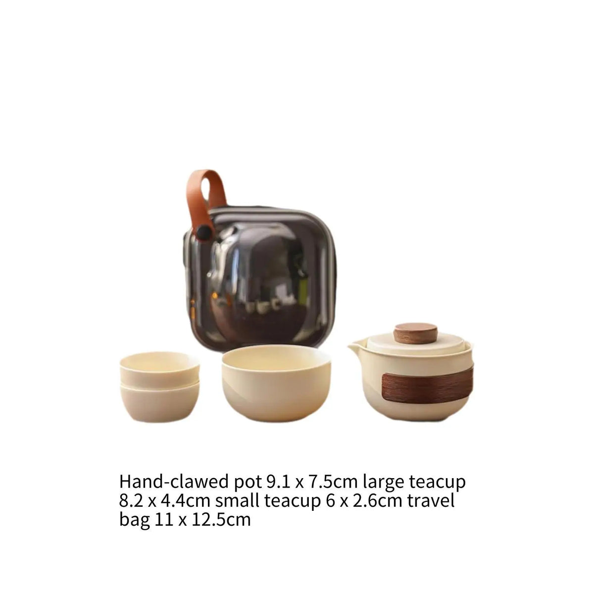 Portable Tea Set with Case Teacups Ceramics Kung Fu Tea Set Convenient Teaware Handmade Tea Pot with Case for Business Travel Quake