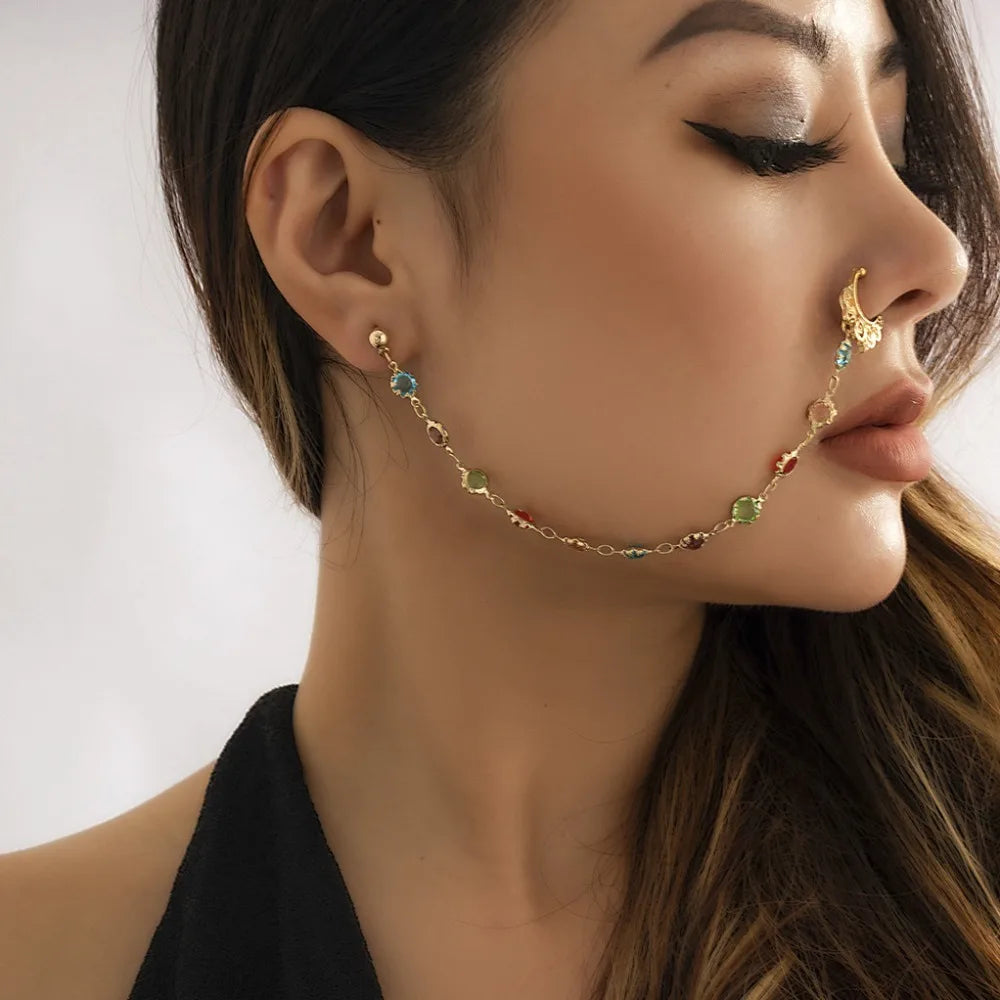 New Fashion Piercing Jewelry Women Temperament Earrings Sweet Personality Imitation Pearl Butterfly Tassel Chain Quake