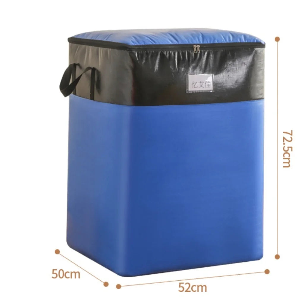 Large Capacity Moving Package Bag Durable Multifunctional Luggage Packing Bag Dustproof Moisture-proof Clothes Quilt Storage Bag Quake Blue XXL