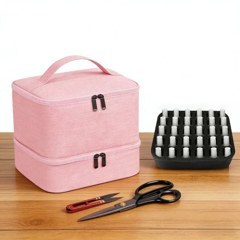 Meichoon Portable Sewing Storage Bag 30 Compartment Double Layer Organizer for Sewing Supplies DIY Craft for Tailors Crafters Quake