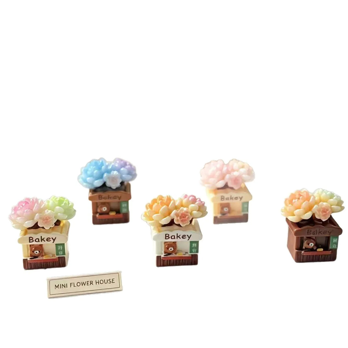 10Pcs Colorful Miniature Home Decor Bear Succulent Plant Resin Ornament Dollhouse For Fairy Garden DIY Jewelry Making Accessory Quake