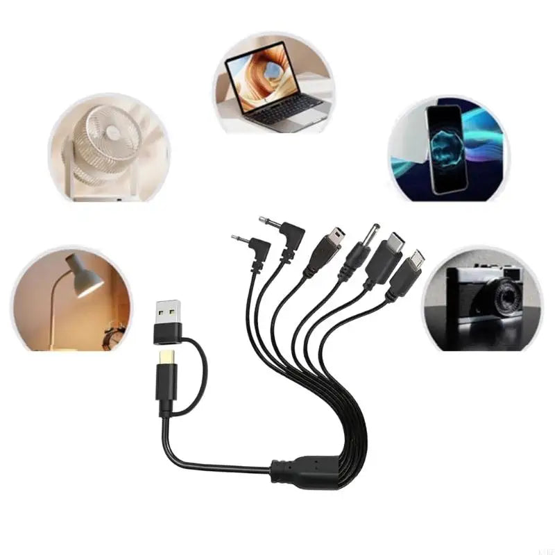 6 In 1 Multiple Charging Cable with Type C Tiny USB Mini USB Port Universal Charges for Smartphones Tablets Cameras K1KF Quake