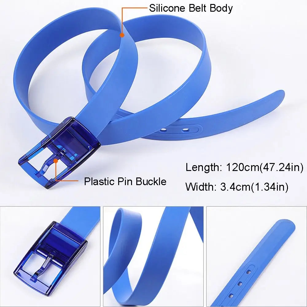 Fashion Luxury Brand Design Silicone Belt Couple Casual Square Pin Buckle Belt Metal Free Waistbands Quake