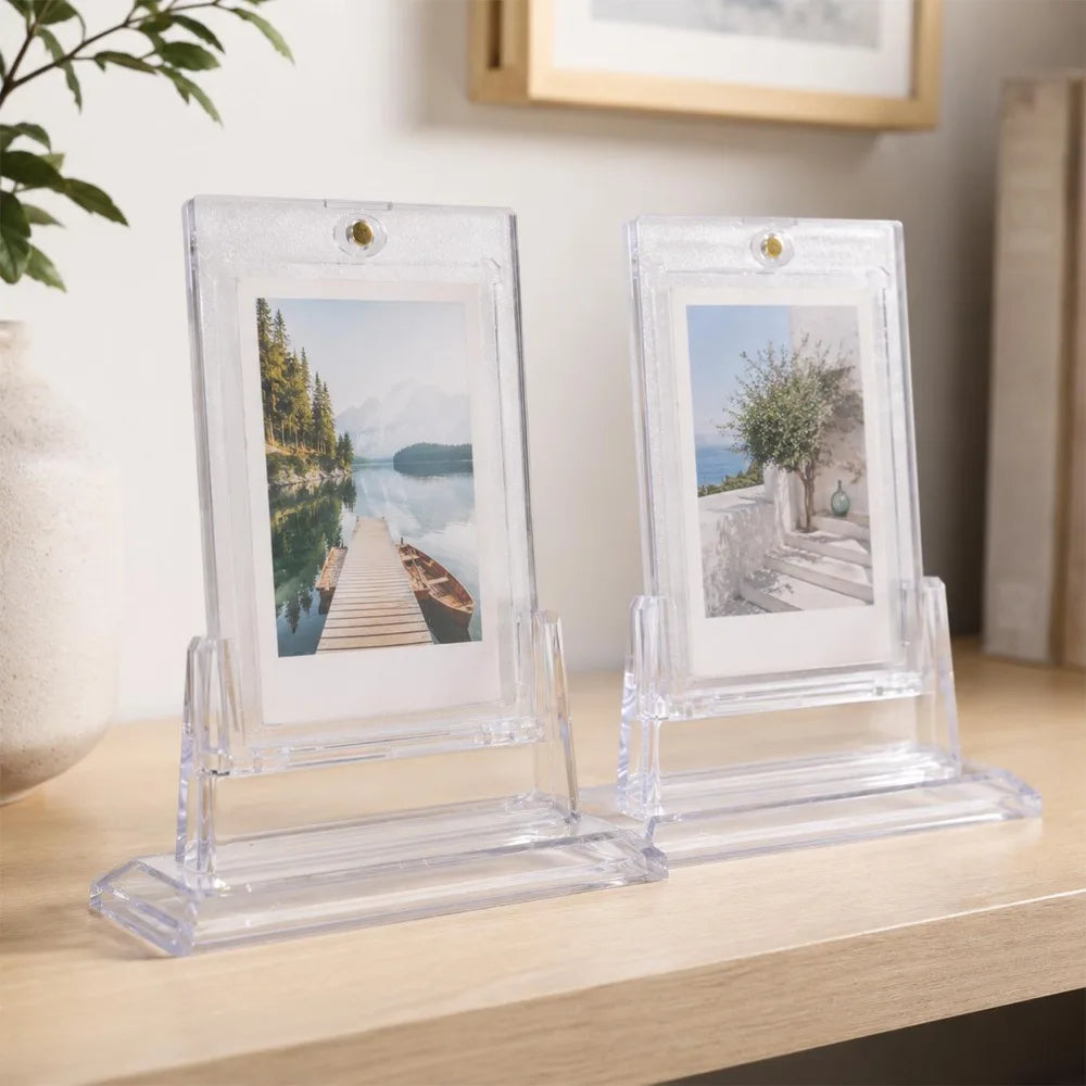 35PT Magnetic Card Holder Set Transparent Display Case for Baseball Card Trading Cards Hard Acrylic Protector Decorative Shelves Quake