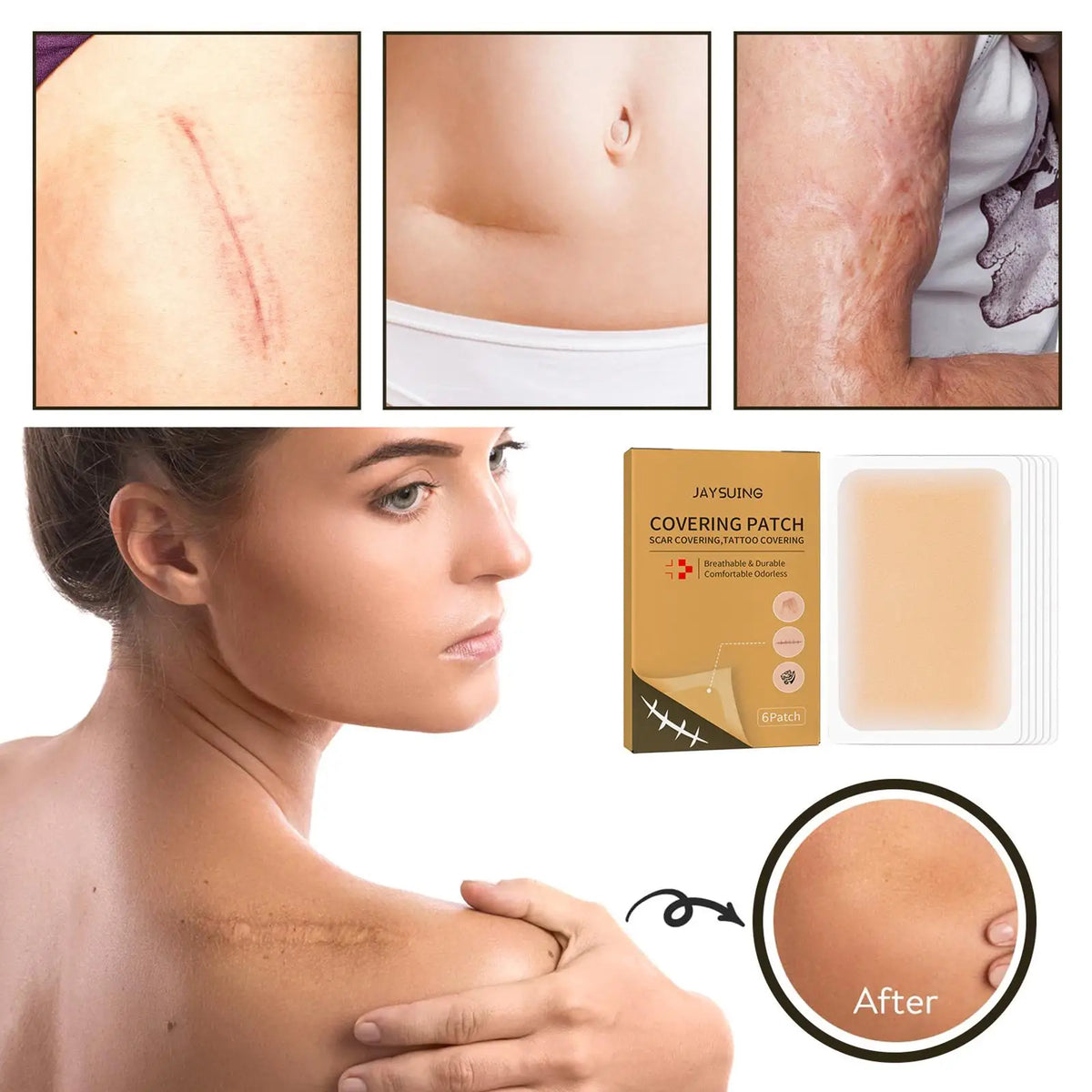 6 patch Waterproof Tattoo Film Concealing Acne Tattoo Up Compression Accessories Flaw Ultra Thin Patch Tattoo Scar Cover Tapes Quake