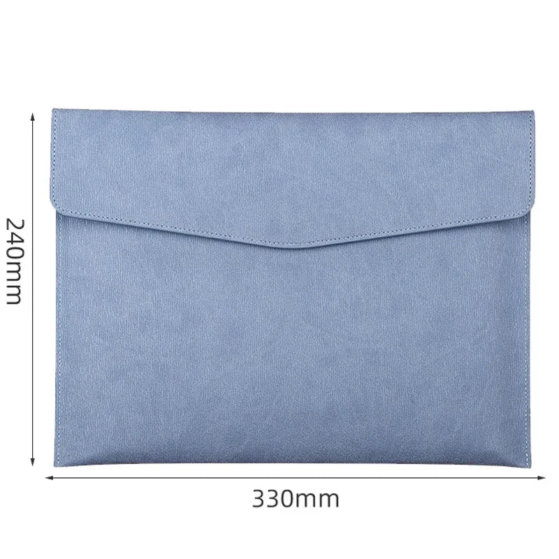 1pc Faux Leather Document Bag Business Information Bag A4 Folder Portable Storage Bag for School & Office Supplies Quake Blue