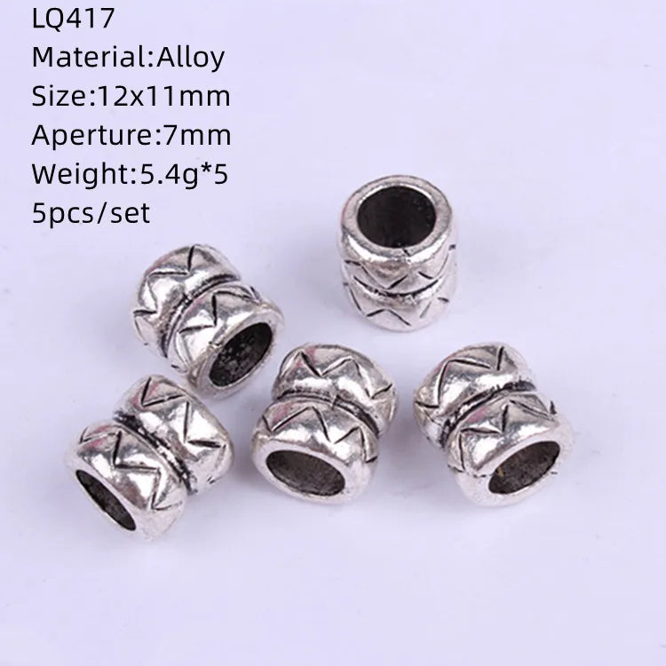 5 Pcs Hair Braids Reggae Dirty Braid Decorative Beads Styling Tools Silver Gold Dread Dreadlock Beads Rings for Hair Accessories Quake LQ417