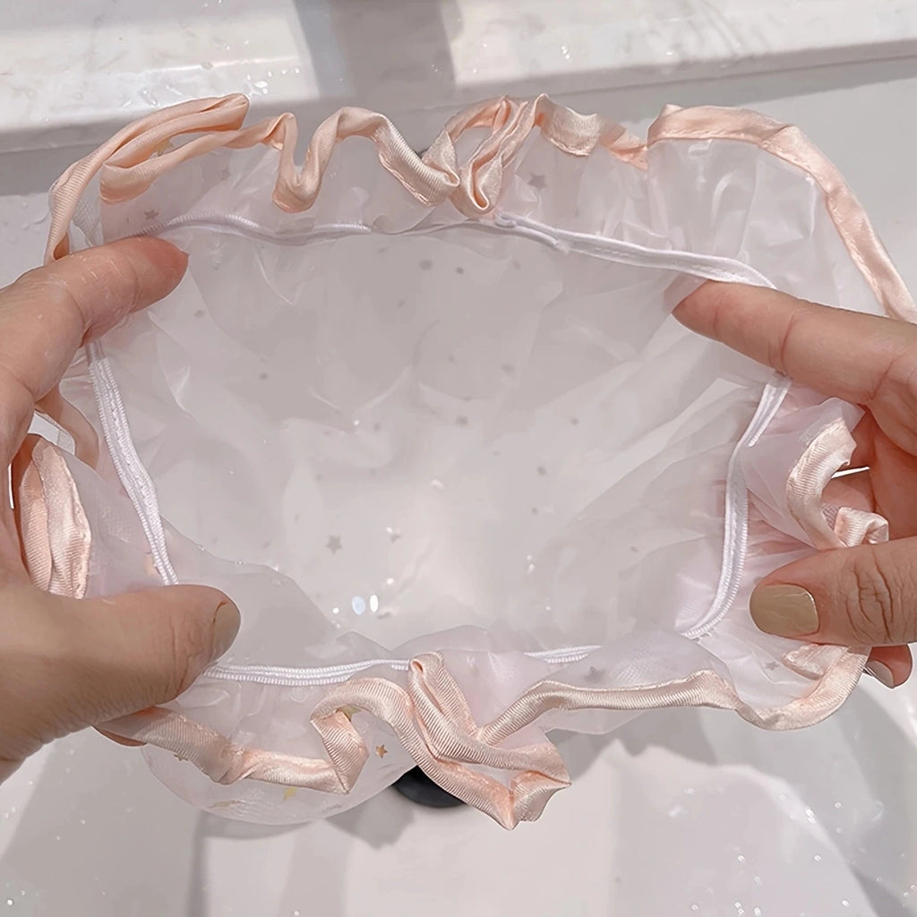Waterproof Double-Layer Shower Cap Starry Sky Design Fashion Reusable Bathing Hat Kitchen Oil-proof Sanitary Hat Quake
