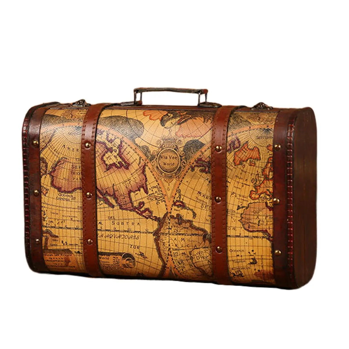 Vintage Suitcase with Handle Suitcases Photo Props Wooden Trunk Decorative Box Suitcase Wood Chest for Shop Window Shop Bedroom Quake