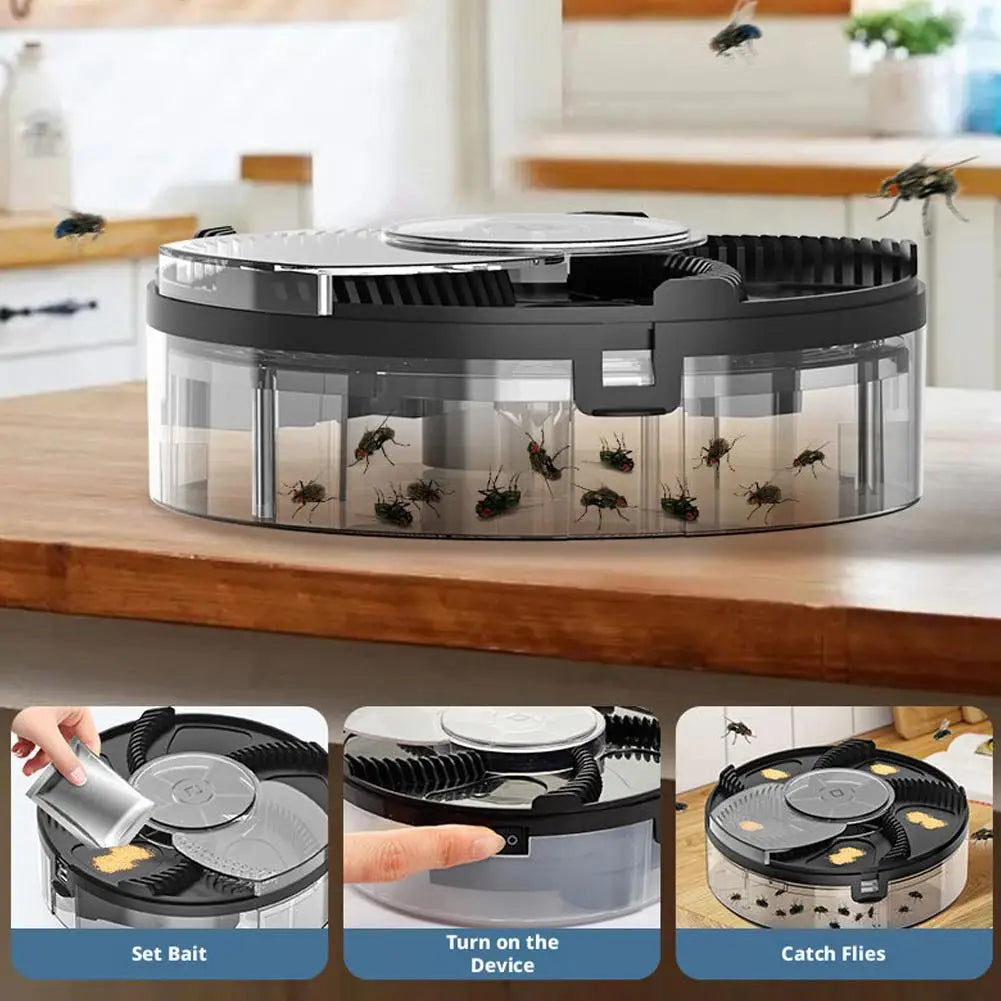 Portable USB Powered Fly Trap Catcher Low Noise Physical Insect Control Device with Removable Collection Box Quake