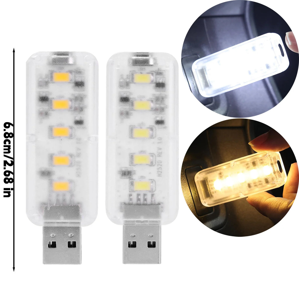 10/1PCS Touch Dimming Night Light Portable 10LEDs Book Light USB Plug in Lighting for Bedroom Study PC Laptop Mobile Power Bank Quake 10PCS White and Warm