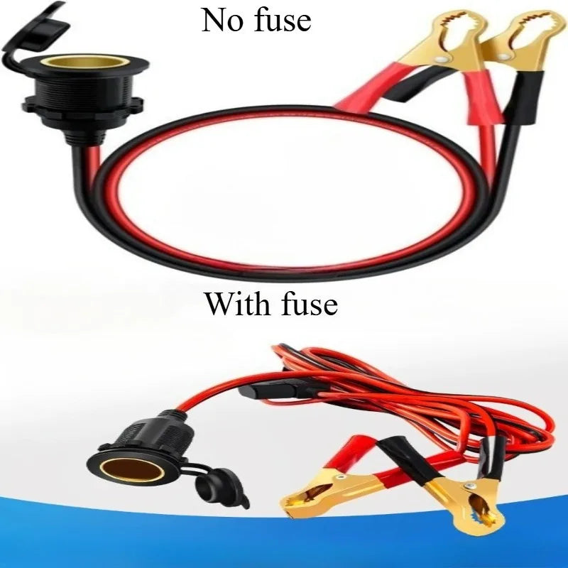 12AWG Alligator Clip Battery Terminal Adapter Convert to Cigarette Lighter Female Socket Car Auto Power Supply Extension Cable Quake