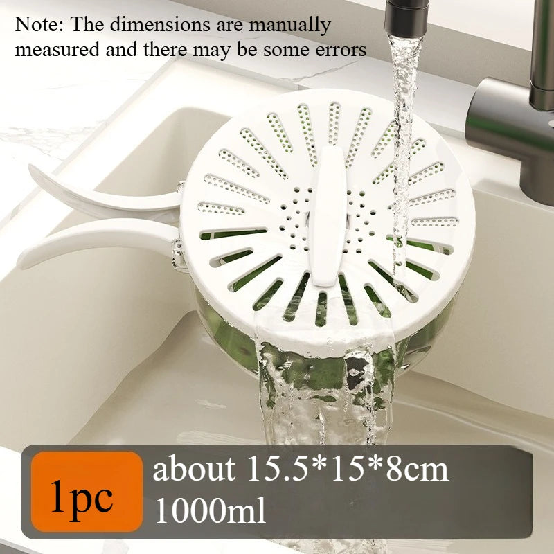 Foldable Double Layer Colander Fruit Veggie Washing Draining Bowl Kitchen Strainer Refrigerator Fresh‑keeping Storage Box Quake