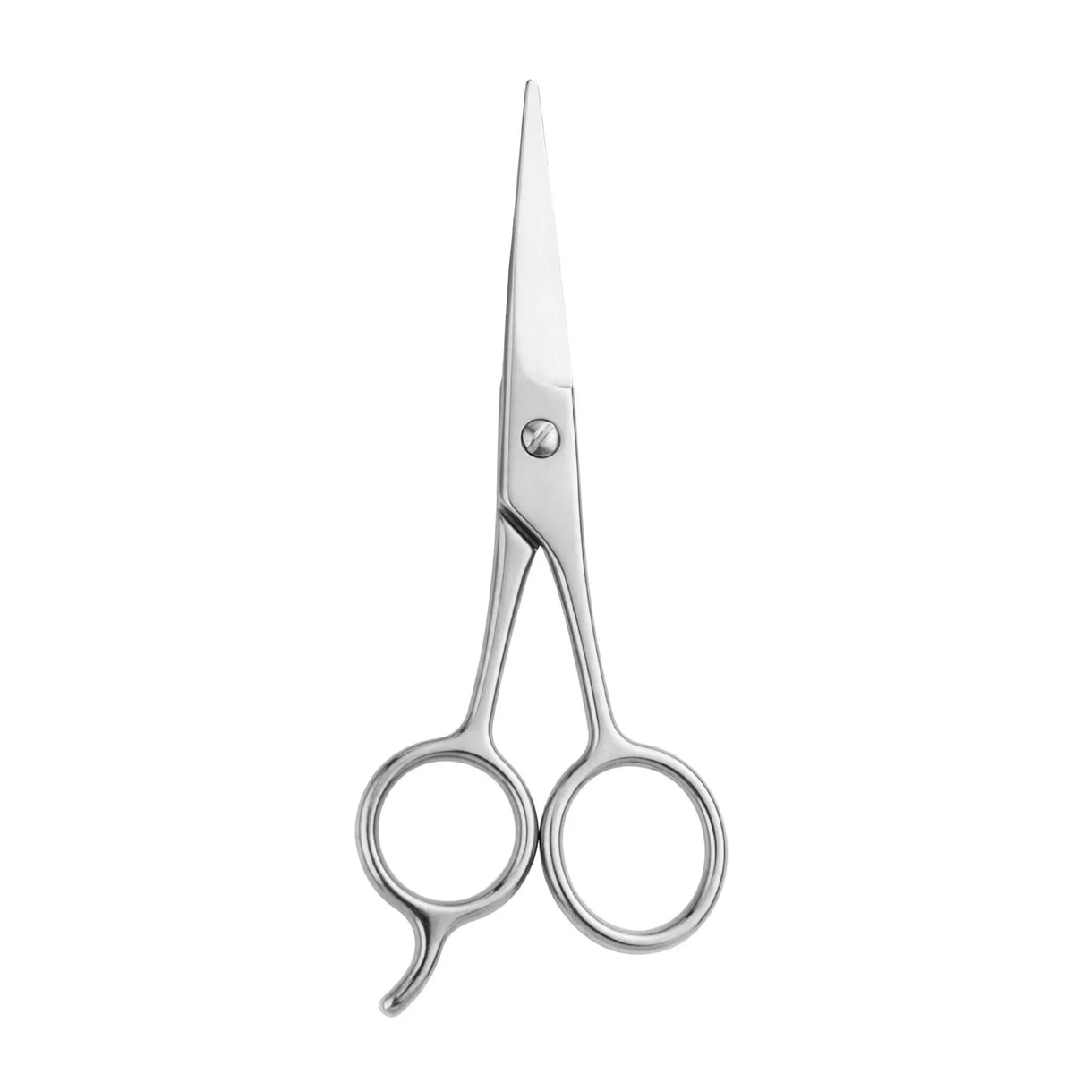 Stainless Steel Barber Cutting Scissors Professional Black Straight Handle Hair Clippers Beard Trimming Round Head Flat Scissors Quake silver